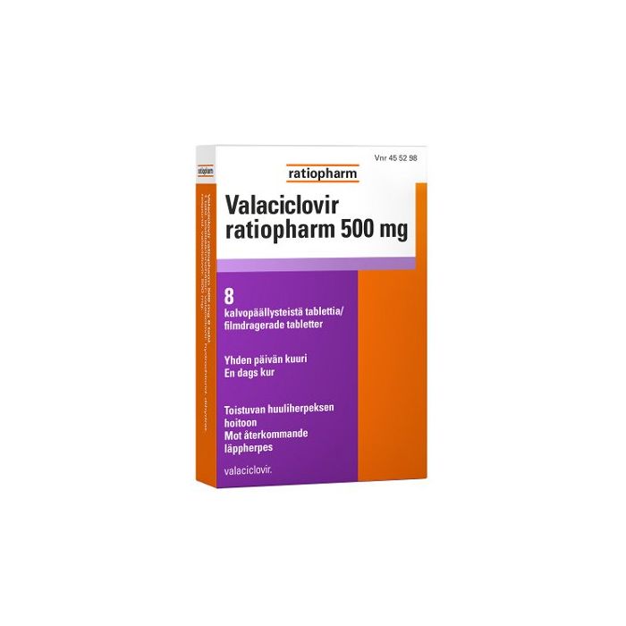 VALACICLOVIR RATIOPHARM tabletti, kalvopäällysteinen 500 mg 8 fol kuva 2