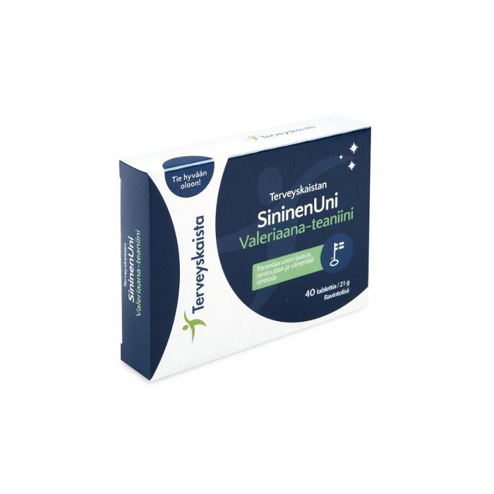 1000015428_SININEN_UNI_VALERIAANA_TEANIINI_X40_tabl_pakkauskuva_Pakkauskuva10089_jpg